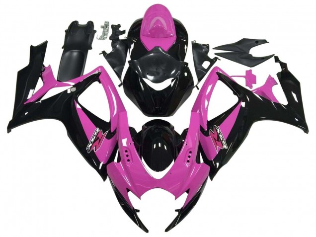 Suzuki GSXR 600 / GSXR 750 Motorrad Verkleidung 2006-2007 - Rosa Glanzendes Schwarz