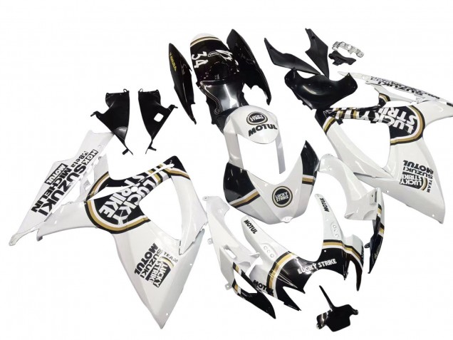 Suzuki GSXR 600 / GSXR 750 Motorrad Verkleidung 2006-2007 - Weiss Schwarz Lucky Strike Motul