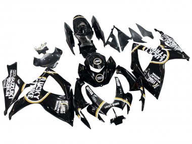 Suzuki GSXR 600 / GSXR 750 Motorrad Verkleidung 2006-2007 - Glanzendes Schwarz Weiss Motul Lucky Strike