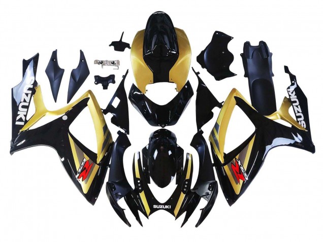Suzuki GSXR 600 / GSXR 750 Motorrad Verkleidung 2006-2007 - Gold Glanzendes Schwarz Rot