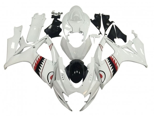 Suzuki GSXR 600 / GSXR 750 Motorrad Verkleidung 2006-2007 - Weiss Rot Schwarz Hai
