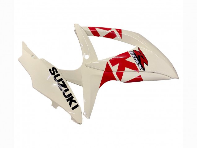 Suzuki GSXR 600 / GSXR 750 Motorrad Verkleidung 2008-2010 - Creme Weiss Rot Schwarz