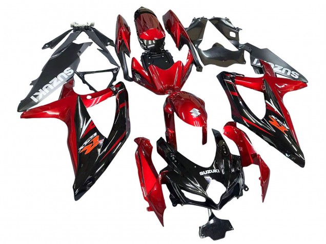 Suzuki GSXR 600 / GSXR 750 Motorrad Verkleidung 2008-2010 - Rot Glanzendes Schwarz