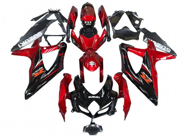 Suzuki GSXR 600 / GSXR 750 Motorrad Verkleidung 2008-2010 - Rot Glanzendes Schwarz
