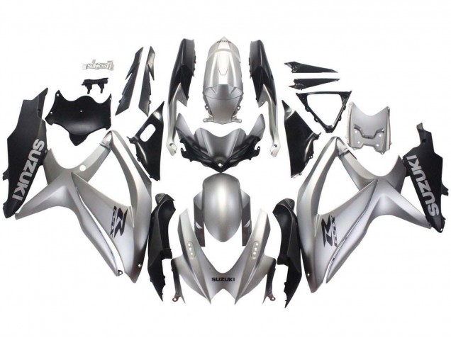 Suzuki GSXR 600 / GSXR 750 Motorrad Verkleidung 2008-2010 - Silber Matt Schwarz