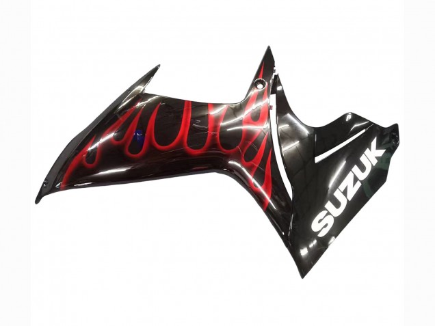 Suzuki GSXR 600 / GSXR 750 Motorrad Verkleidung 2011-2024 - Glanzendes Schwarz Rot Flamme