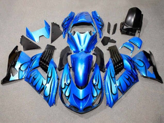 Suzuki GSXR 600 / GSXR 750 Motorrad Verkleidung 2011-2024 - Blau Schwarz Flamme
