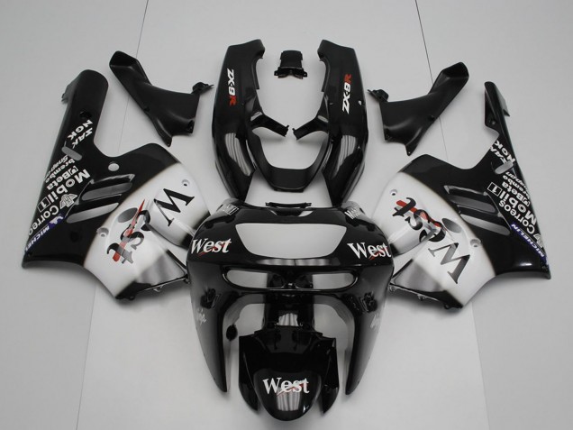Kawasaki ZX9R Motorrad Verkleidung 1994-1997 - Glanzendes Schwarz Weiss West