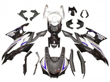 Yamaha YZF R3/R25 Motorrad Verkleidung 2019-2021 - Silber Glanzendes Schwarz Carbonfaser Stil