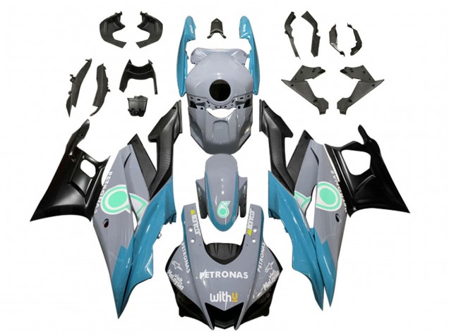 Yamaha YZF R3/R25 Motorrad Verkleidung 2019-2021 - Nardo Grau Blau Schwarz Petronas