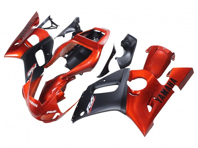 Yamaha YZF 600 R6 Motorrad Verkleidung 1998-2002 - Orange Matt Schwarz