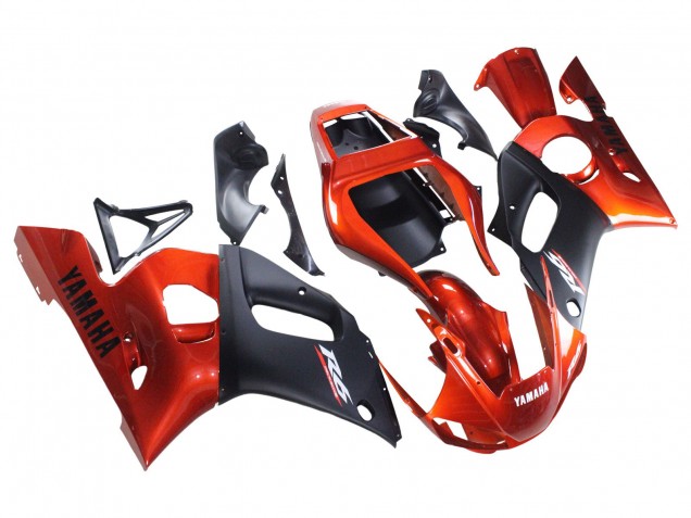 Yamaha YZF 600 R6 Motorrad Verkleidung 1998-2002 - Orange Matt Schwarz