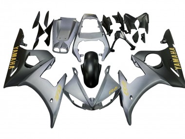 Yamaha YZF R6 Motorrad Verkleidung 2003-2004 - Matt Grau Matt Schwarz Gold Aufkleber