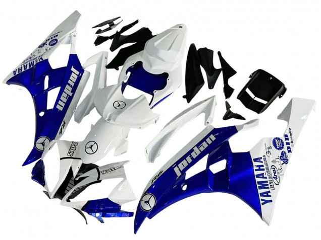 Yamaha YZF 600 R6 Motorrad Verkleidung 2006-2007 - Weiss Blau Jordan