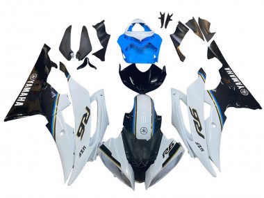 Yamaha YZF 600 R6 Motorrad Verkleidung 2008-2016 - Weiss Blau Glanzendes Schwarz