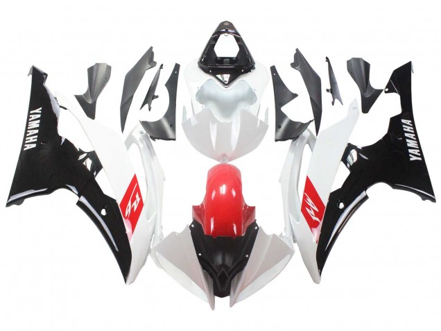 Yamaha YZF 600 R6 Motorrad Verkleidung 2008-2016 - Weiss Rot Glanzendes Schwarz