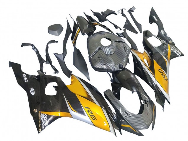 Yamaha YZF 600 R6 Motorrad Verkleidung 2017-2025 - Gold Schwarz Carbonfaser