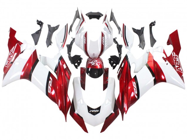 Yamaha YZF 600 R6 Motorrad Verkleidung 2017-2025 - Weiss Rot Schwarz