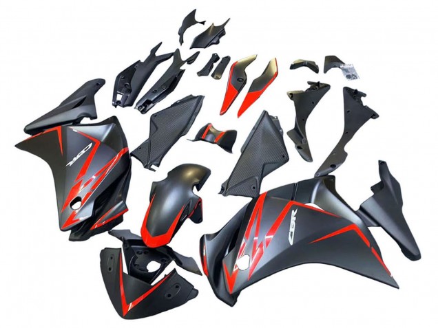 Honda CBR250RR Motorrad Verkleidung 2011-2015 - Matt Schwarz Rot Streifen