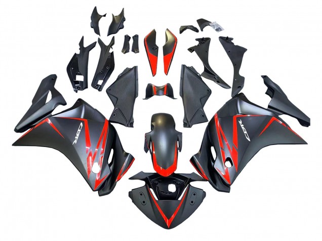 Honda CBR250RR Motorrad Verkleidung 2011-2015 - Matt Schwarz Rot Streifen