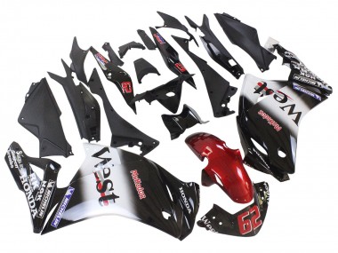 Honda CBR250RR Motorrad Verkleidung 2011-2015 - Glanzendes Schwarz Weiss West Rot HRC 62