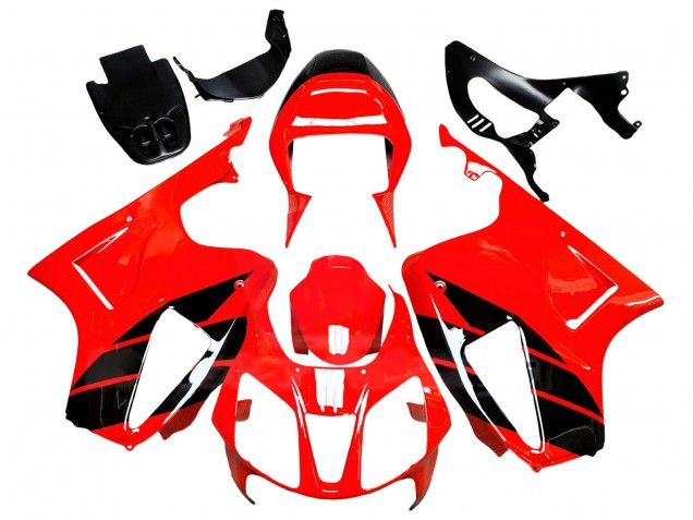 Honda VTR1000 Motorrad Verkleidung 2000-2006 - Rot Glanzendes Schwarz Streifen