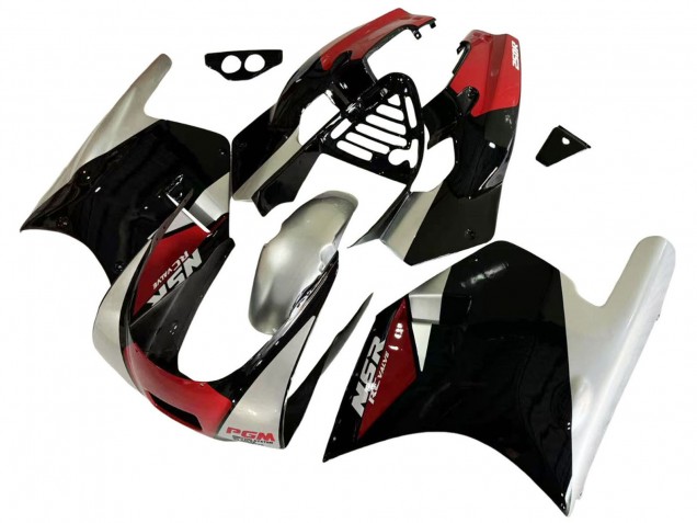 Honda NSR250R Motorrad Verkleidung 1988-1989 - Silber Rot Glanzendes Schwarz