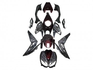 Kawasaki Z1000 Motorrad Verkleidung 2014-2019 - Schwarz Rot Geometrisch