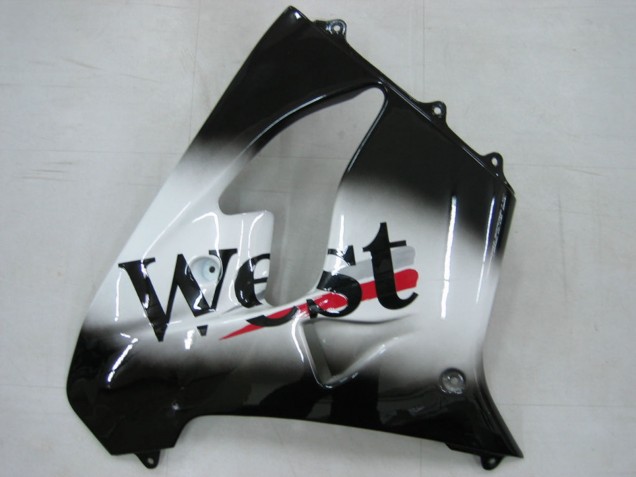 Kawasaki ZX9R Motorrad Verkleidung 2000-2001 - Glanzendes Schwarz Weiss West