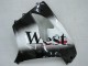 Kawasaki ZX9R Motorrad Verkleidung 2000-2001 - Glanzendes Schwarz Weiss West
