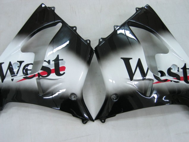 Kawasaki ZX9R Motorrad Verkleidung 2000-2001 - Glanzendes Schwarz Weiss West