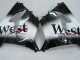 Kawasaki ZX9R Motorrad Verkleidung 2000-2001 - Glanzendes Schwarz Weiss West
