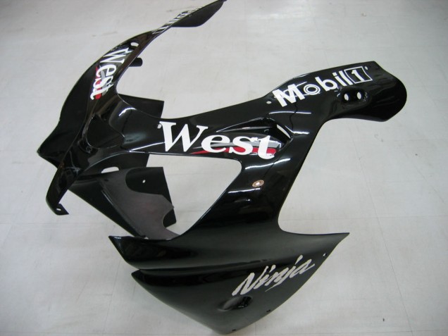 Kawasaki ZX9R Motorrad Verkleidung 2000-2001 - Glanzendes Schwarz Weiss West