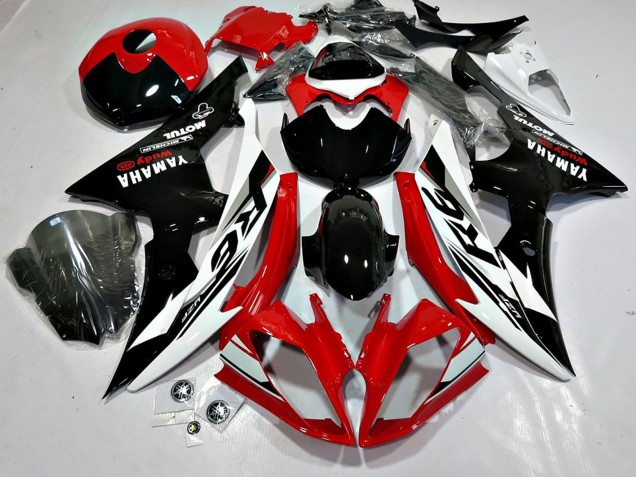 Yamaha YZF 600 R6 Motorrad Verkleidung 2008-2016 - Weiss Rot Glanzendes Schwarz Motul Michelin