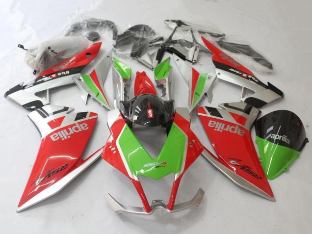 Aprilia RSV4 1000 Motorrad Verkleidung 2009-2015 - Rot Silber Grun Schwarz