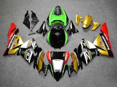 Kawasaki ZX10R Motorrad Verkleidung 2004-2005 - Gold Schwarz Grun Weiss Rot