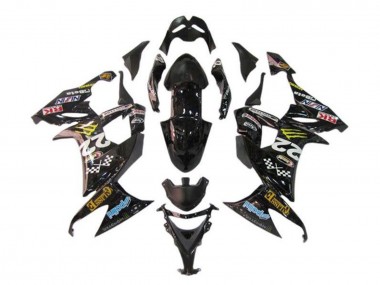 Kawasaki ZX10R Motorrad Verkleidung 2008-2010 - Glanzendes Schwarz Blau Gelb Monster