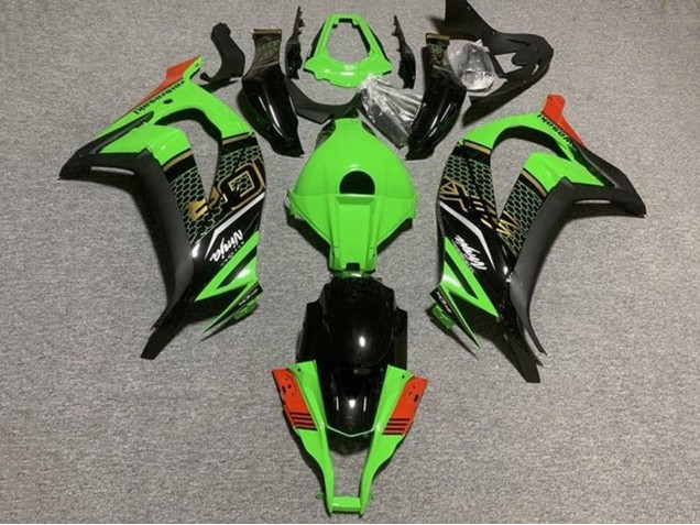 Kawasaki ZX10R Motorrad Verkleidung 2011-2015 - Grun Schwarz Rot Bienenwabe