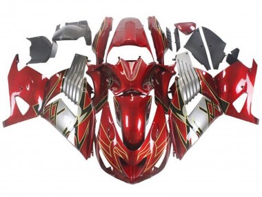 Kawasaki ZX14R ZZR1400 Motorrad Verkleidung 2006-2011 - Rot Silber Schwarz Gold