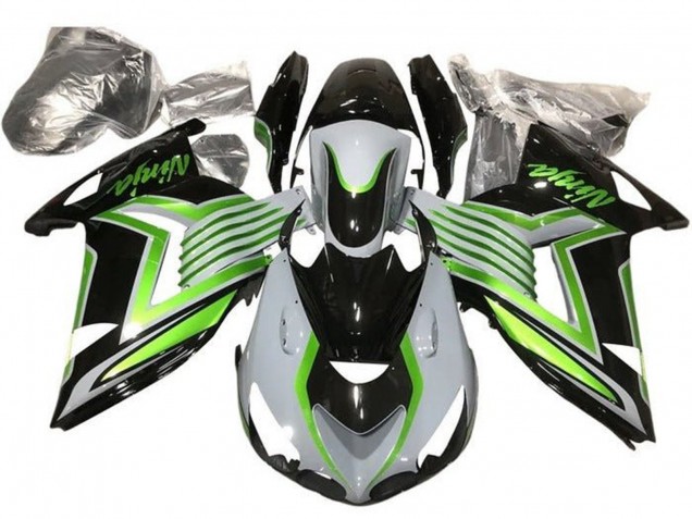 Kawasaki ZX14R ZZR1400 Motorrad Verkleidung 2012-2024 - Weiss Grun Glanzendes Schwarz
