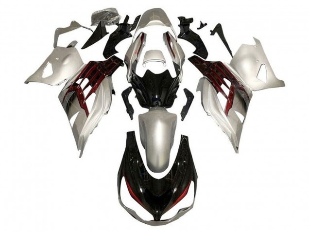 Kawasaki ZX14R ZZR1400 Motorrad Verkleidung 2012-2024 - Silber Glanzendes Schwarz Rot