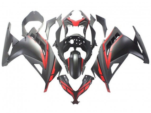 Kawasaki EX300 Motorrad Verkleidung 2013-2017 - Matt Schwarz Rot