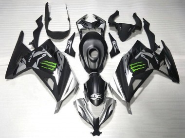 Kawasaki EX300 Motorrad Verkleidung 2013-2017 - Matt Schwarz Silber Grun Monster