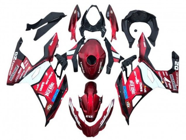 Kawasaki Ninja 400 Motorrad Verkleidung 2018-2024 - Rot Blau Weiss Trick Star Bridgestone