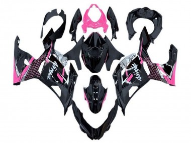 Kawasaki Ninja 400 Motorrad Verkleidung 2018-2024 - Glanzendes Schwarz Rosa Weiss