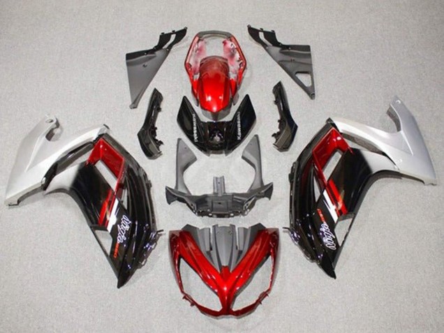 Kawasaki Ninja 650 EX650 Motorrad Verkleidung 2012-2016 - Silber Rot Glanzendes Schwarz
