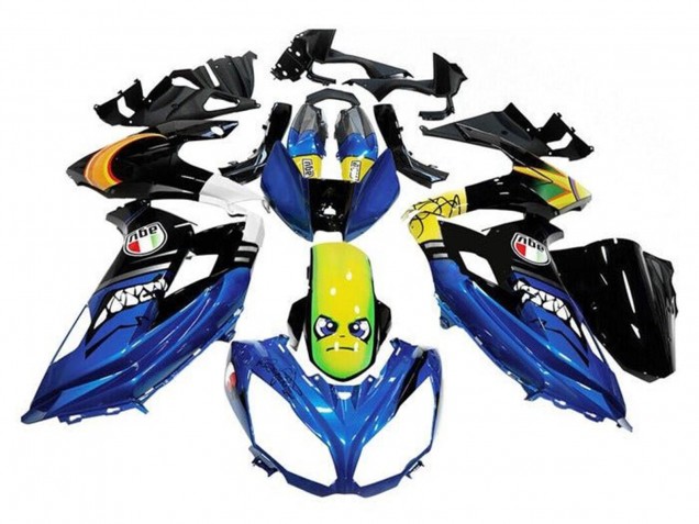 Kawasaki Ninja 650 EX650 Motorrad Verkleidung 2012-2016 - Blau Gelb Hai