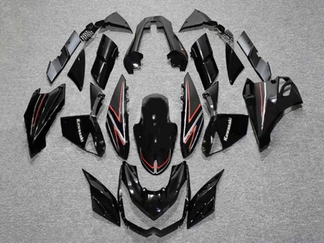 Kawasaki Z1000 Motorrad Verkleidung 2010-2013 - Glanzendes Schwarz Rot Streifen