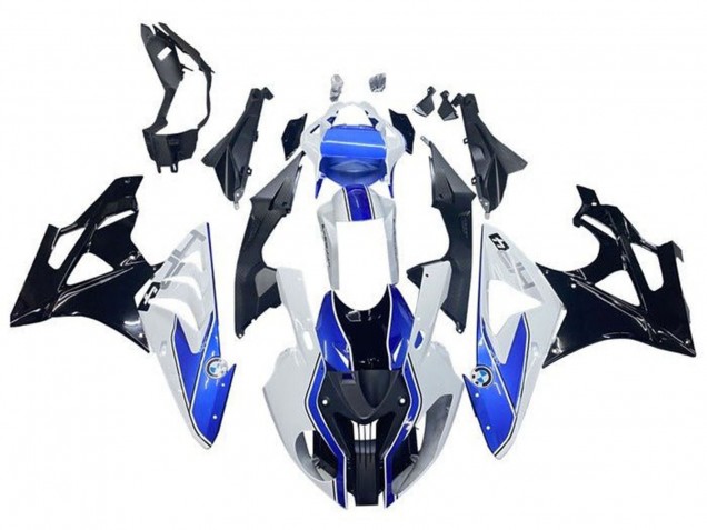 BMW S1000RR Motorrad Verkleidung 2009-2014 - Weiss Blau Glanzendes Schwarz HP