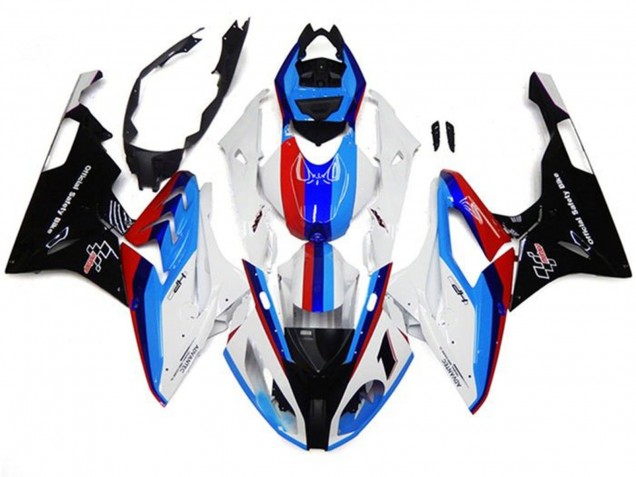 BMW S1000RR Motorrad Verkleidung 2017-2018 - Weiss Blau Rot Schwarz Streifen